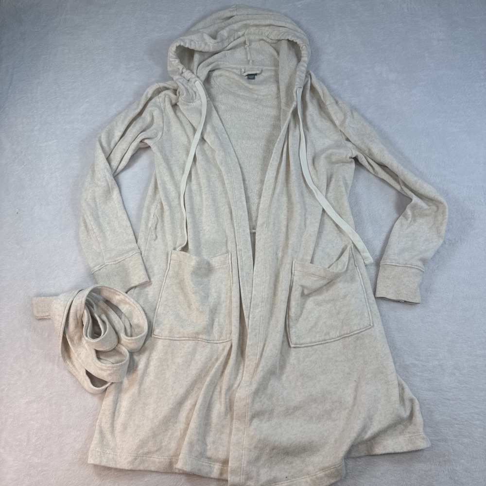Aerie XXS Short Cream Robe College Dorm Hooded Long‎ Sleeve